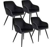 tectake Dining Chair Marilyn Set Of 4 - Black | Size: 4 Pack TECTAKE Black 4 Pack
