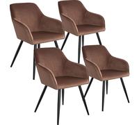 tectake Dining Chair Marilyn Set Of 4 - Brown/Black in Brown | Size: 4 Pack TECTAKE Brown 4 Pack