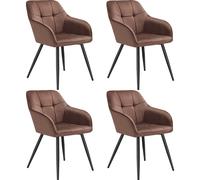 Tectake Set Of 4 Dining Chair Marilyn - Velvet Look, Quilted Pattern - Brown/black