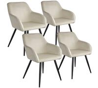 tectake Dining Chair Marilyn Set Of 4 - Cream/Black in Cream | Size: 4 Pack TECTAKE Cream 4 Pack