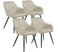 tectake Dining Chair Marilyn Set Of 4 - Cream/Black in Cream | Size: 4 Pack TECTAKE Cream 4 Pack