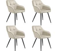 tectake Dining Chair Marilyn Set Of 4 - Cream/Black in Cream | Size: 4 Pack TECTAKE Cream 4 Pack