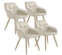 tectake Dining Chair Marilyn Set Of 4 - Cream/Gold in Cream | Size: 4 Pack TECTAKE Cream 4 Pack