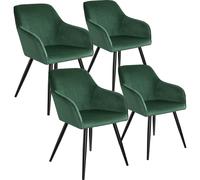 tectake Dining Chair Marilyn Set Of 4 - Dark Green / Black | Size: 4 Pack TECTAKE Dark Green 4 Pack