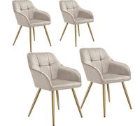 tectake Dining Chair Marilyn Set Of 4 - Taupe/Gold in Taupe | Size: 4 Pack TECTAKE Taupe 4 Pack