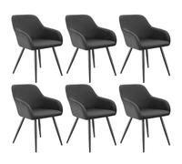 tectake Dining Chair Marilyn Set Of 6 - Anthracite/Black in Dark Grey | Size: 6 Pack TECTAKE Dark Grey 6 Pack