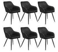 tectake Dining Chair Marilyn Set Of 6 - Black/Black in Black | Size: 6 Pack TECTAKE Black 6 Pack