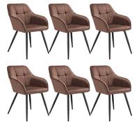 Tectake Set Of 6 Dining Chair Marilyn - Velvet Look, Quilted Pattern - Brown/black