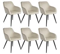 tectake Dining Chair Marilyn Set Of 6 - Cream/Black in Cream | Size: 6 Pack TECTAKE Cream 6 Pack