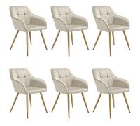 tectake Dining Chair Marilyn Set Of 6 - Cream/Gold in Cream | Size: 6 Pack TECTAKE Cream 6 Pack