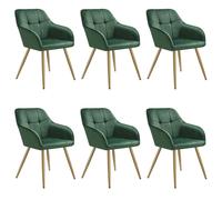 tectake Dining Chair Marilyn Set Of 6 - Dark Green/Gold in Dark Green | Size: 6 Pack TECTAKE Dark Green 6 Pack