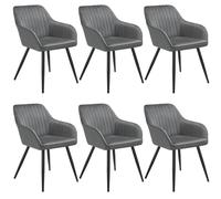 tectake Dining Chair Marilyn Set Of 6 - Grey/Black in Grey | Size: 6 Pack TECTAKE Grey 6 Pack