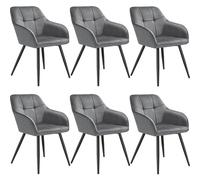 tectake Dining Chair Marilyn Set Of 6 - Grey/Black in Grey | Size: 6 Pack TECTAKE Grey 6 Pack