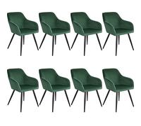tectake Dining Chair Marilyn Set Of 8 - Dark Green / Black | Size: 8 Pack TECTAKE Dark Green 8 Pack