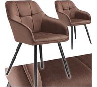 Tectake Dining Chair Marilyn - Velvet Look, Quilted Pattern - Brown/black, Set Of 2