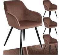 Marilyn Set of Four Velvet Dining Chairs - Brown and Black, Brown