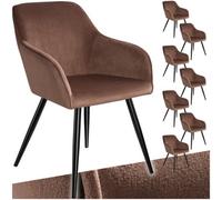 Marilyn Set of Eight Velvet Dining Chairs - Brown and Black, Brown
