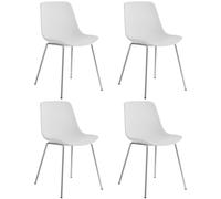 Tectake Set Of 4 Dining Chair Mave - Large Plastic Seat, Ergonomic, High Backrest, 120 Kg Load Capacity - White/chrome