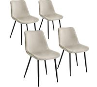 tectake Dining Chair Monroe Set Of 4 Black in Cream | Size: 2 Pack TECTAKE Cream 2 Pack