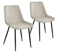 Tectake Velvet Accent Chair Monroe Set Of 2 - Cream