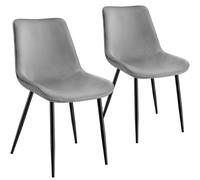 Tectake Velvet Accent Chair Monroe Set Of 2 - Grey