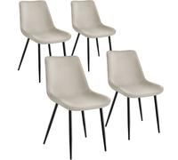 Tectake Velvet Accent Chair Monroe Set Of 4 - Cream, Cream