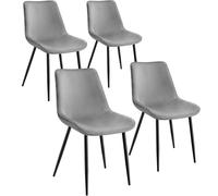 Tectake Velvet Accent Chair Monroe Set Of 4 - Grey