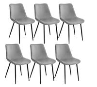 Tectake Velvet Accent Chair Monroe Set Of 6 - Grey