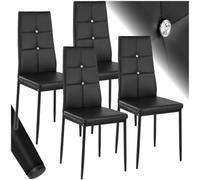 Tectake Dining Chair Set - High Backrest, Slim Steel Legs & Rhinestone Highlights - Black