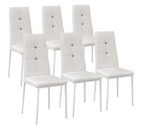 TecTake 4 Dining Chairs With Rhinestones - White