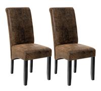 Tectake Set Of 2 Dining Chair - Ergonomic Seat Shape, High Backrest, Padded, Faux Leather - Antique Brown
