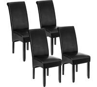 Tectake Set Of 4 Dining Chair - Ergonomic Seat Shape, High Backrest, Padded, Faux Leather - Black