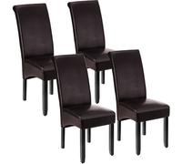 Tectake 4 Dining Chairs w/ Ergonomic Seat Shape - Brown, Brown