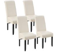 Tectake Set Of 4 Dining Chair - Ergonomic Seat Shape, High Backrest, Padded, Faux Leather - Cream