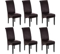 Tectake 6 Dining Chairs w/ Ergonomic Seat Shape - Brown, Brown