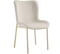 tectake Dining Chair Tessa Per Piece - Velvet Look Beige/Gold in Beige | Size: 1 Pack TECTAKE Beige 1 Pack