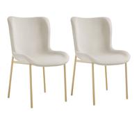 tectake Dining Chair Tessa Set Of 2 - Velvet Look Beige/Gold in Beige | Size: 2 Pack TECTAKE Beige 2 Pack