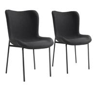 tectake Dining Chair Tessa Set Of 2 - Woven Fabric Black/Black in Black | Size: 2 Pack TECTAKE Black 2 Pack