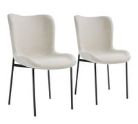 tectake Dining Chair Tessa Set Of 2 - Woven Fabric Off-White/Black in Off-White | Size: 2 Pack TECTAKE Off-White 2 Pack