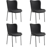 tectake Dining Chair Tessa Set Of 4 - Woven Fabric Black/Black in Black | Size: 4 Pack TECTAKE Black 4 Pack