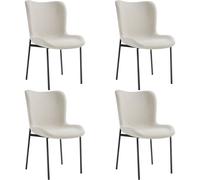 tectake Dining Chair Tessa Set Of 4 - Woven Fabric Off-White/Black in Off-White | Size: 4 Pack TECTAKE Off-White 4 Pack