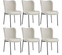 tectake Dining Chair Tessa Set Of 6 - Woven Fabric Off-White/Black in Off-White | Size: 6 Pack TECTAKE Off-White 6 Pack