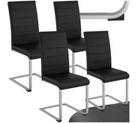 Tectake Dining Chairs - Cantilevered, High Backrest, Flat Steel Frame - Black