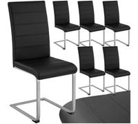 Tectake Dining Chairs - Cantilevered, High Backrest, Flat Steel Frame - Black