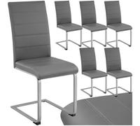 Tectake Dining Chairs - Cantilevered, High Backrest, Flat Steel Frame - Grey