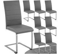 Tectake Dining Chairs - Cantilevered, High Backrest, Flat Steel Frame - Grey