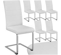 Tectake Dining Chairs - Cantilevered, High Backrest, Flat Steel Frame - White