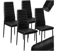 tectake Synthetic leather dining chairs | Set of 4 - dining room chairs, kitchen chairs - black