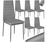 tectake 6 dining chairs synthetic leather - dining room chairs, kitchen chairs - grey