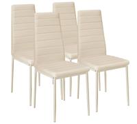 Tectake 4 Dining Chairs Cream Synthetic Leather - Beige, Cream